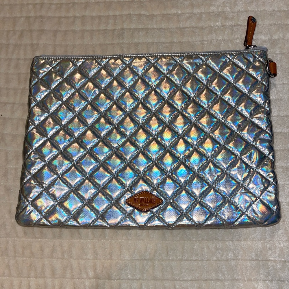 SOLD MZ Wallace Silver Holographic Cosmetic Bag
